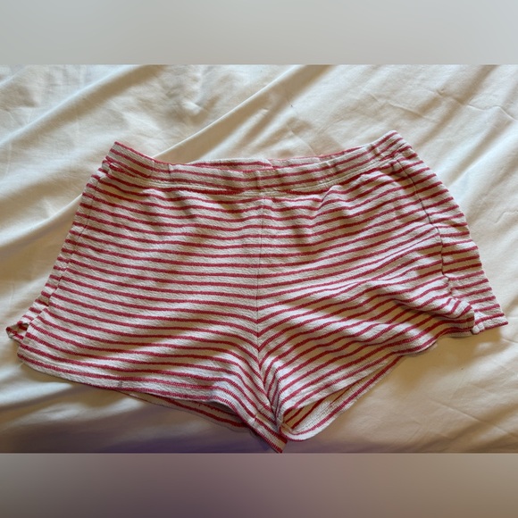 Aerie Striped Sleep Shorts size Medium Red Pajama Bottoms - Picture 1 of 2